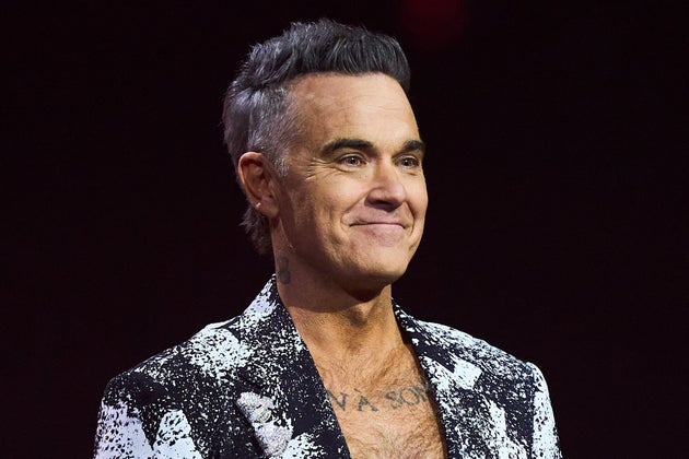 Robbie Williams pictured at the 2026 Brit Awards