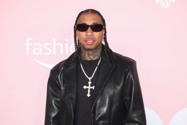 Tyga arrives at the Victoria's Secret Fashion Show on Tuesday, Oct. 15, 2024, in the Brooklyn borough of New York. (Photo by Andy Kropa/Invision/AP)