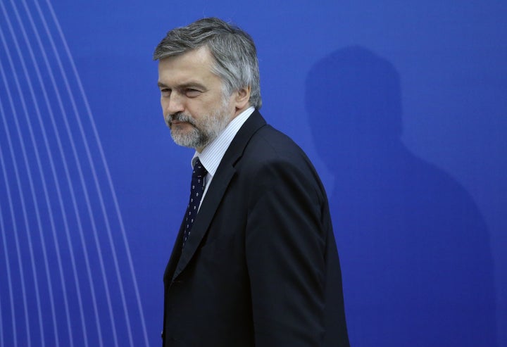 Russian Vnesheconombank Deputy Chairman Andrei Klepach visits the Progress State Research and Production Rocket Space Center on July 21, 2014 in Samara, Russia. (Photo by Sasha Mordovets/Getty Images)