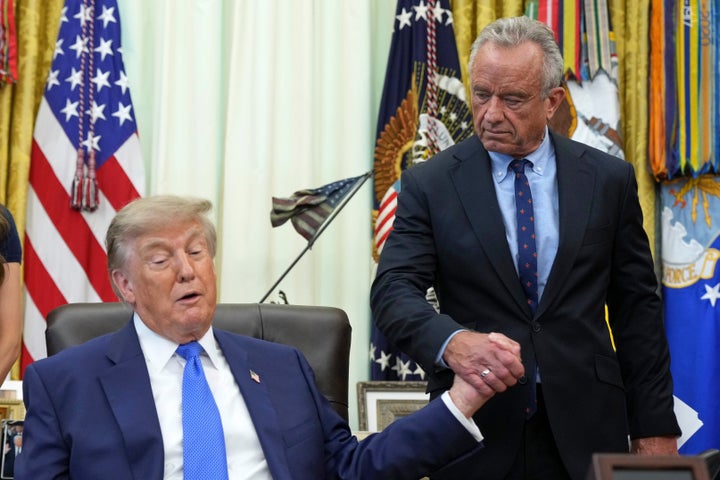 U.S. Health Secretary Robert F. Kennedy Jr., right, was a leading voice in the anti-vaccine movement before President Donald Trump put him in charge of federal health agencies. In the last 18 months, Kennedy and other federal officials have repeatedly tried to revise and reduce childhood vaccination guidance.