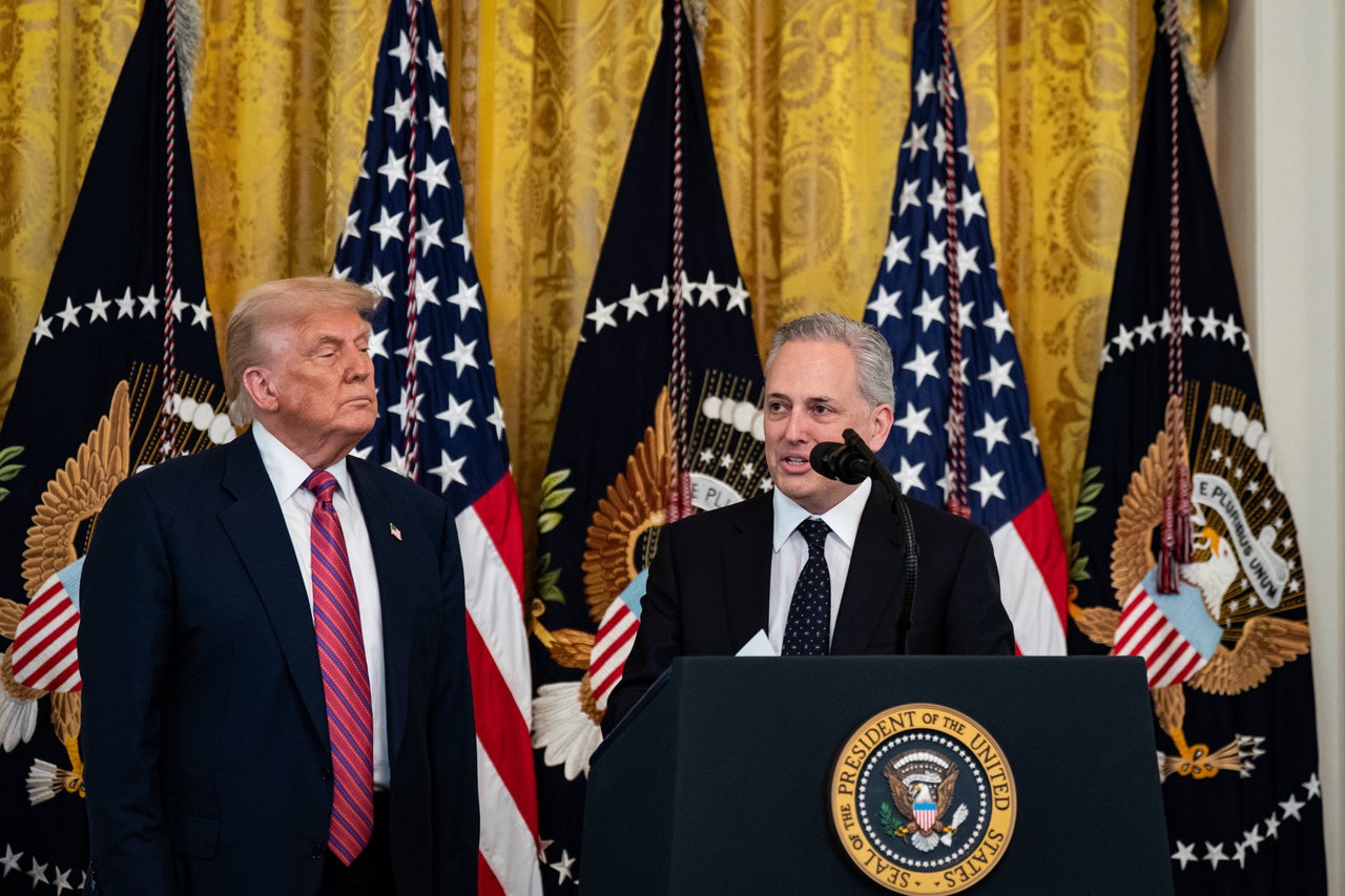 White House artificial intelligence and crypto czar David Sacks (right) and Trump during a signing ceremony for the GENIUS Act.