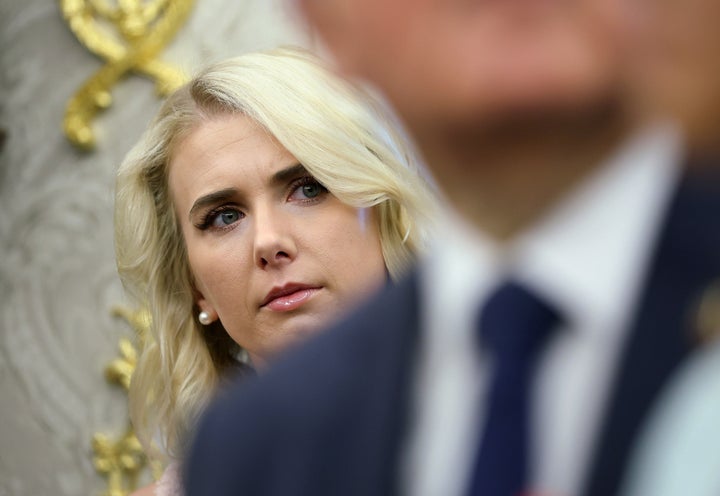 Natalie Harp, executive assistant to President Donald Trump, listens to a reporter's question as Trump holds a bilateral meeting with President of Lebanon Joseph Aoun in July.