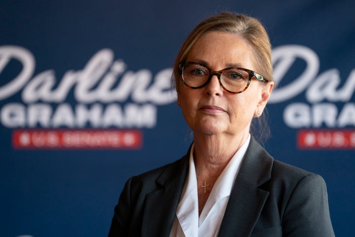 Sen. Darline Graham (R-S.C.) listens to a question at a campaign event at Holt Bros BBQ on Aug. 19, 2026, in Florence, South Carolina. Graham, appointed to fill out the term of her brother, the late former Sen. Lindsey Graham (R-S.C.), faces Rep. Ralph Norman (R-S.C.) in a runoff special election for the Republican nomination on Aug. 25.
