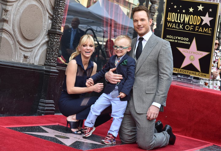 Chris Pratt and Anna Faris with their son Jack in 2017
