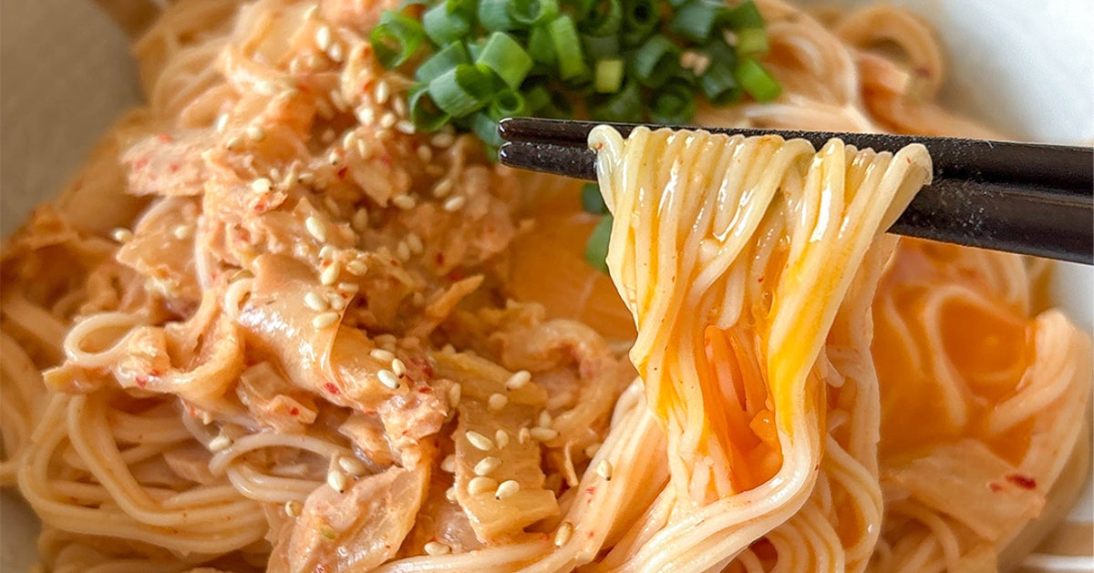 【そうめん、めんつゆに飽きたらコレ】和えるだけで激ウマ!ツナマヨキムチそうめんレシピ