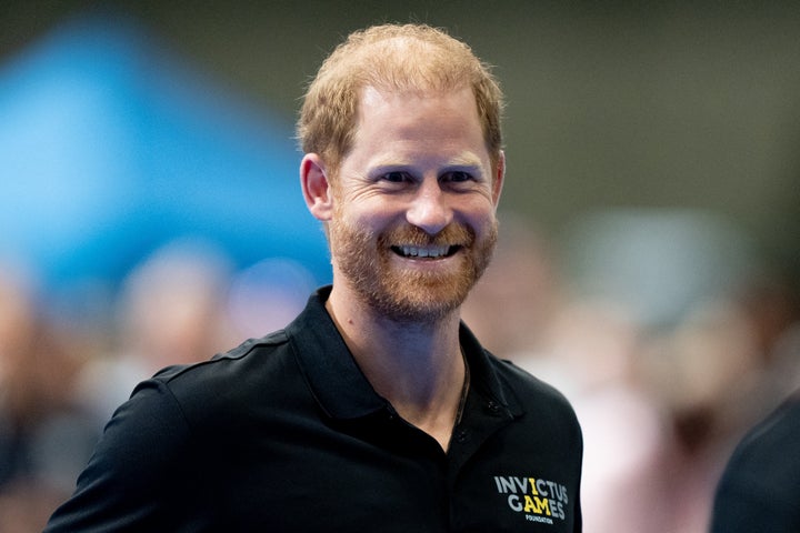 BIRMINGHAM, ENGLAND - JULY 10: Prince Harry, Duke of Sussex takes part in a session of Pickleball, one of the two new sports for the Invictus Games, during the Invictus "1 Year To Go" event at the National Exhibition Centre on July 10, 2026 in Birmingham, England. Birmingham will host the games in July 2027, marking the first time the games have returned to the UK since 2014, and will introduce three new sports to the Invictus Games programme. (Photo by Aaron Chown - Pool/Getty Images)