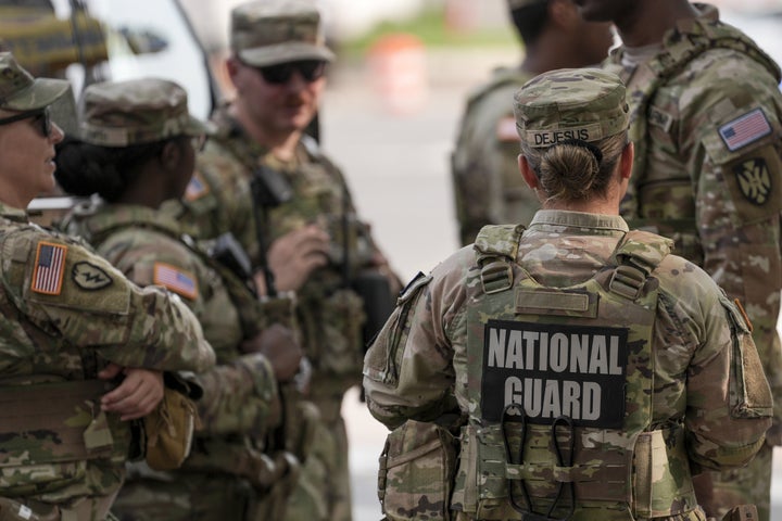 National Guard troops patrol last week along Constitution Avenue between the White House and the National Mall in Washington, D.C.