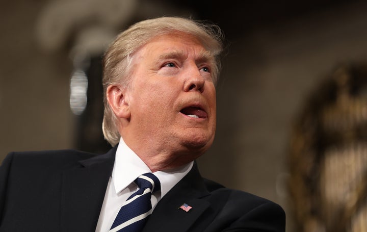 President Donald Trump delivers his first address to a joint session of Congress in Washington on Feb. 28, 2017.