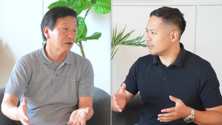 元警視庁捜査1課理事官の副島雅彦さん(左)と、ハフポスト日本版の相本啓太記者(右)