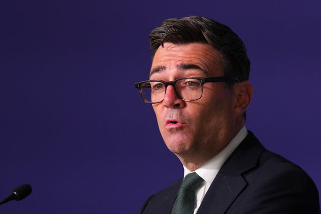 Prime Minister Andy Burnham delivers closing remarks during the first National Day for victims and survivors of terrorism memorial event at Lancaster House in London, England, Friday, Aug. 21, 2026. 