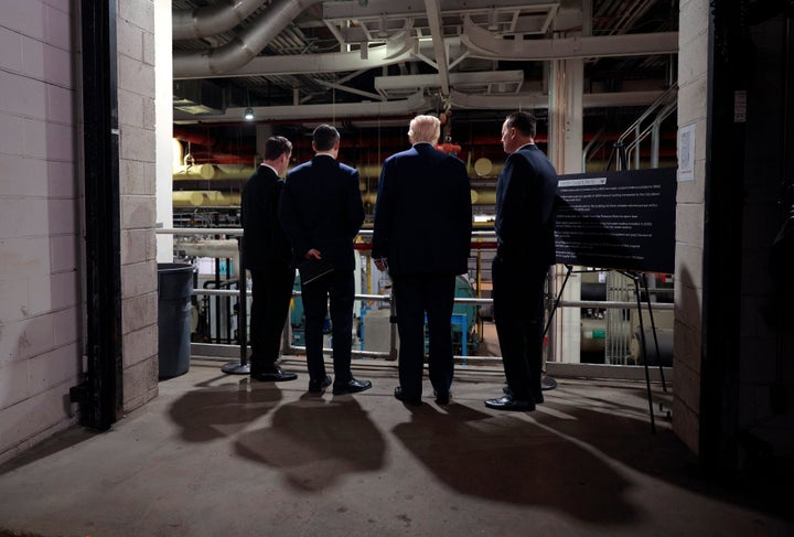 President Donald Trump tours the center’s power control room in March of 2025. Trump fired the center’s president, removed the bipartisan board of Biden appointees and named himself chairman of the storied music, theater and dance institution.