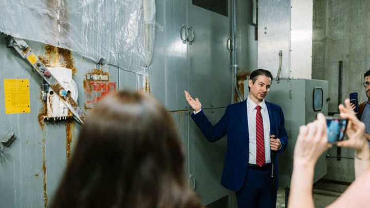 Matthew Floca, the Kennedy Center’s chief operating officer, is seen giving a tour of the center to highlight some of the repairs needed.