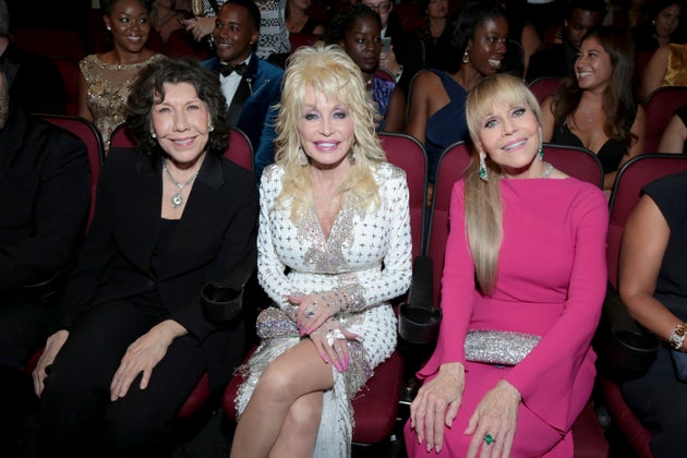 Lily Tomlin, Dolly Parton and Jane Fonda at the 2017 Emmys
