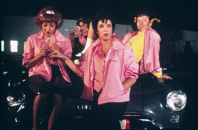 Stockard Channing with fellow Pink Ladies Jamie Donnelly, Dinah Manoff and Didi Conn on the set of Grease