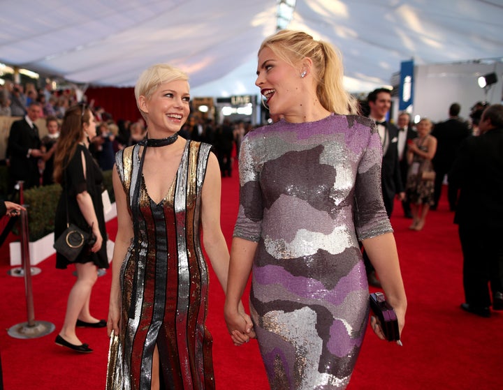 Philipps with her close friend and “Dawson’s Creek” co-star Michelle Williams (L) at Screen Actors Guild Awards in 2017 in Los Angeles. People reports Williams helped Philipps through her complicated recovery.