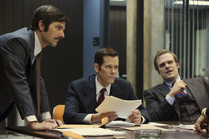 Adam Scott, Kevin Bacon and David Harbour in Black Mass