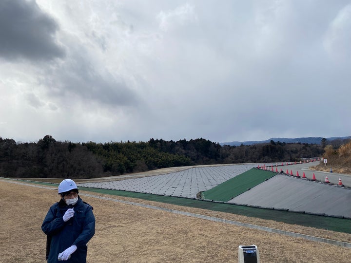除染土が保管されている中間貯蔵施設（2025年2月18日撮影、福島県で）