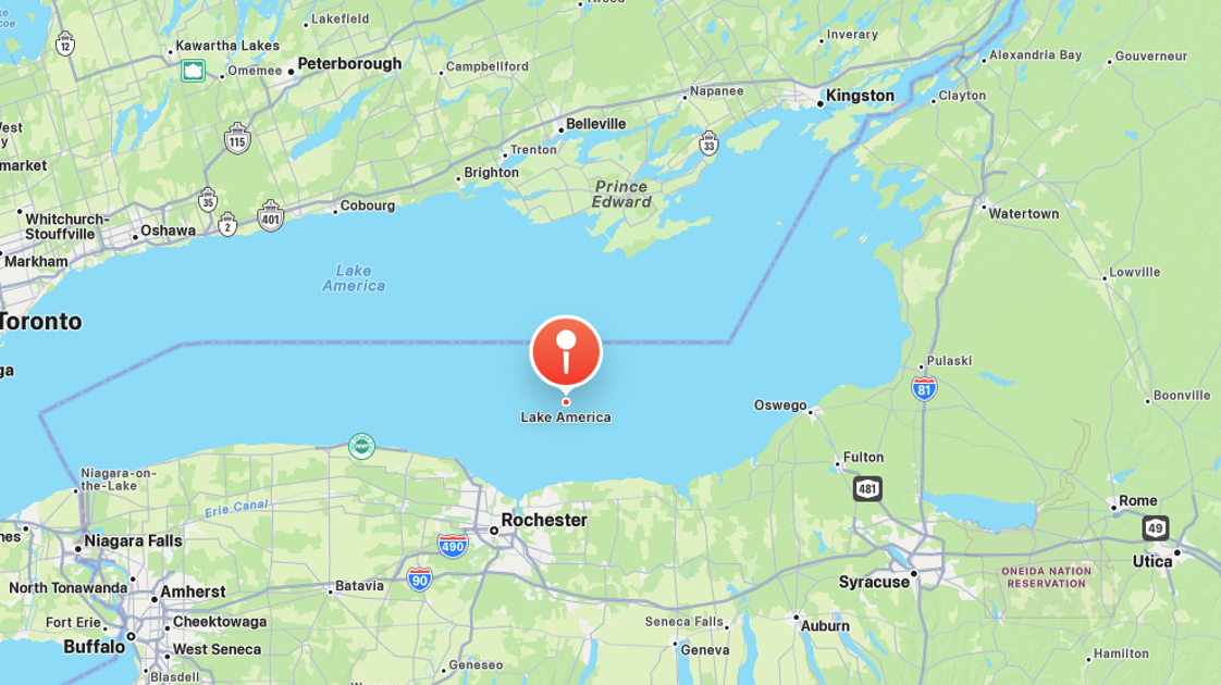 Apple Renames Lake Ontario As ‘Lake America’ As Tech Giants Appease Trump