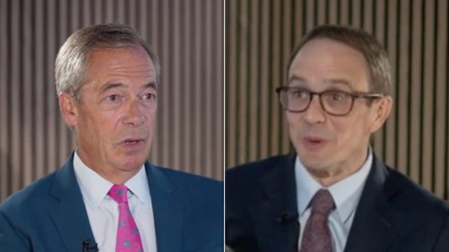 Nigel Farage and Chris Mason