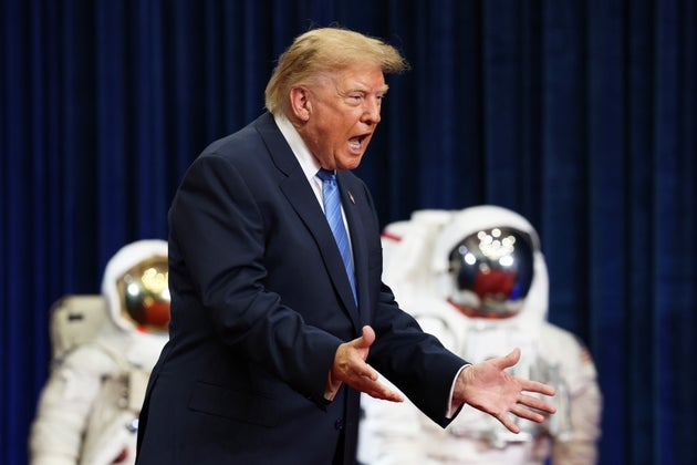 US President Donald Trump arrives to a ceremony honoring Artemis II crew members at NASA's Johnson Space Center on August 28, 2026