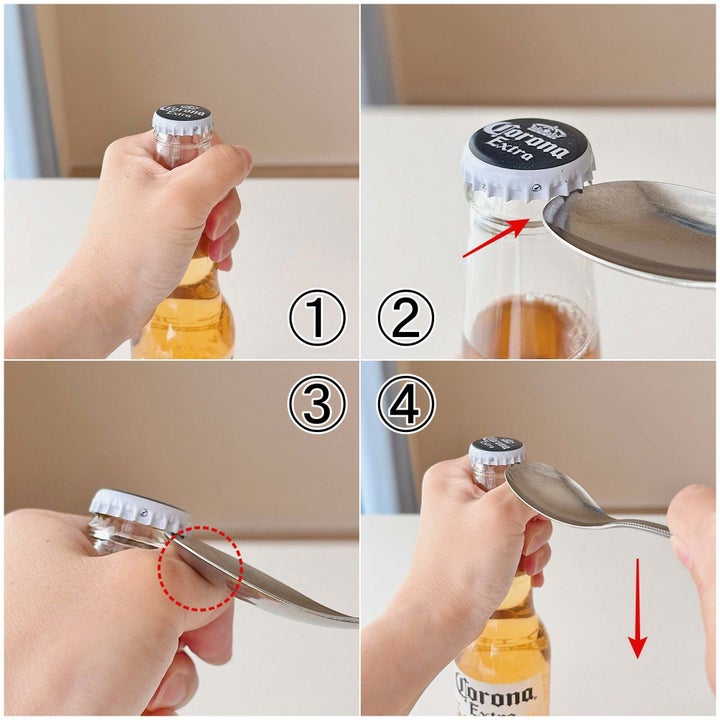 栓抜きを使わずに「ビンを開ける裏技」