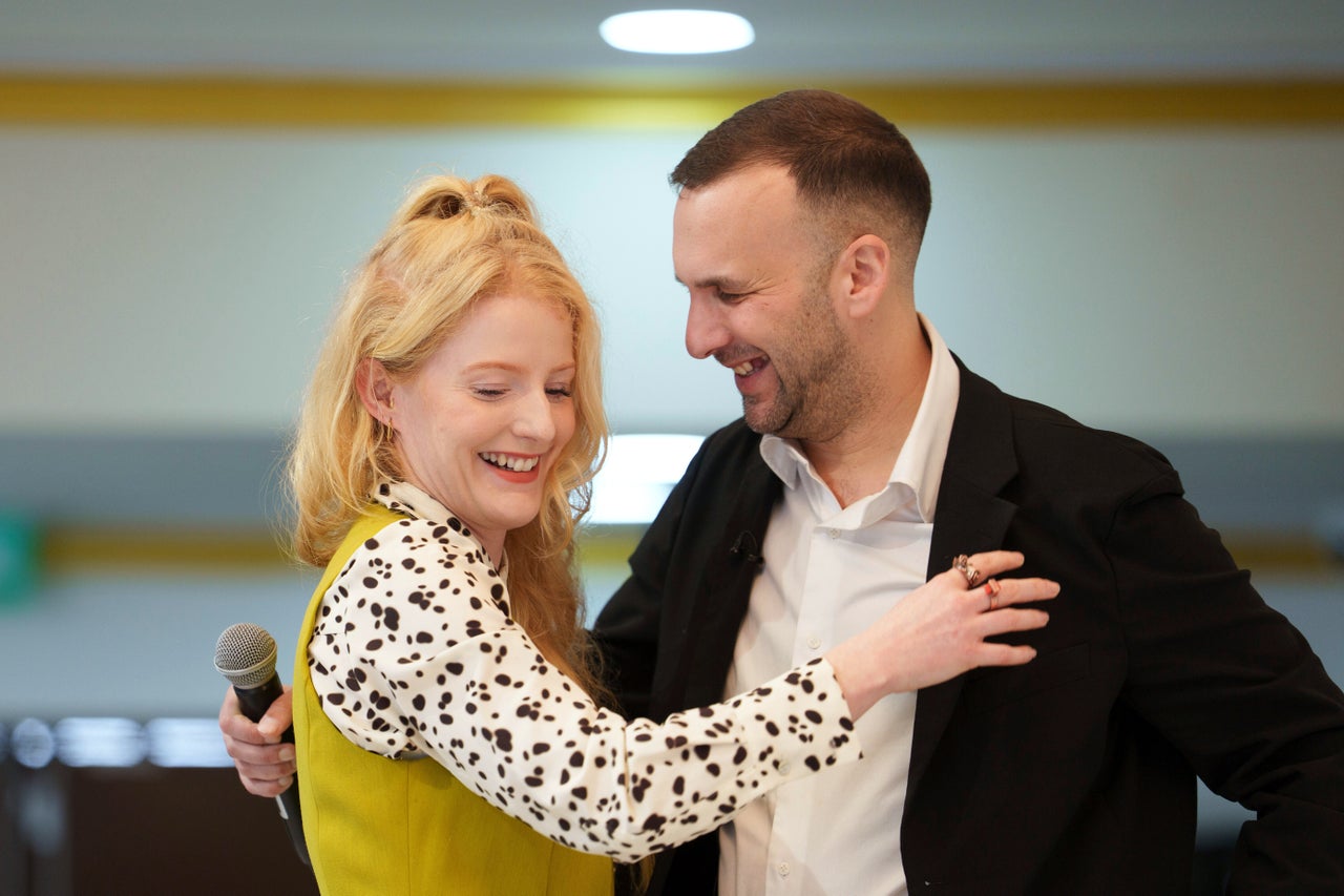 Green MP Hannah Spencer with Polanski after she won the Gorton and Denton by-election in February