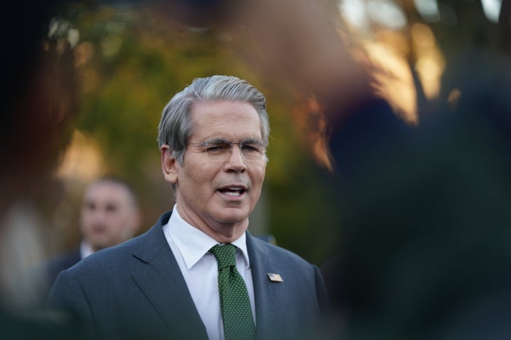 U.S. Secretary of the Treasury Scott Bessent speaks to reporters at the White House, Wednesday, Nov. 5, 2025, in Washington. (AP Photo/Allison Robbert)