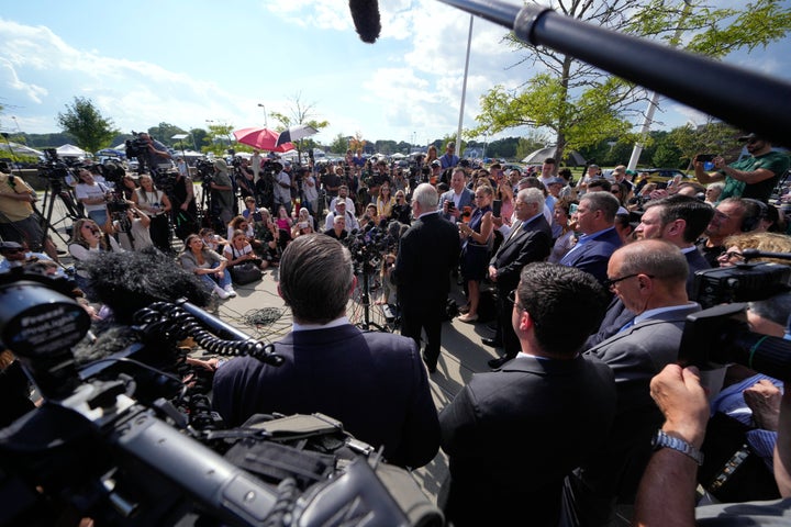 Lawyer Kevin Reddington speaks to media after the judge declared a mistrial in Lindsay Clancy's murder trial at Plymouth County Superior Court on Friday in Plymouth, Mass.