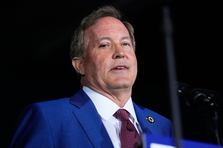 FILE - Texas Attorney General Ken Paxton, a Republican candidate for the U.S. Senate, speaks during a primary runoff election night event after winning the Republican party's nomination Tuesday, May 26, 2026, in Plano, Texas. (AP Photo/Tony Gutierrez, File)