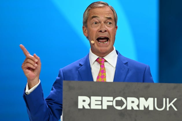 Reform leader Nigel Farage speaks during the party's annual conference last week.