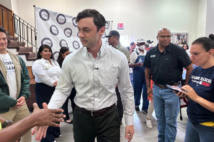 Sen. Jon Ossoff (D-Ga.) greets union members at an Atlanta-North Georgia Labor Council (AFL-CIO) Labor Day lunch in Hapeville, Georgia on Sept. 7, 2026.