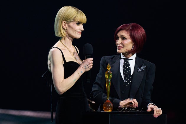 Kelly and Sharon Osbourne on stage at the Brit Awards earlier this year