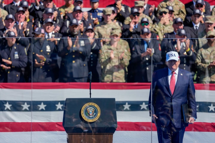 President Donald Trump arrives at a Tunnel to Towers Foundation event in Washington, D.C., on Tuesday. 