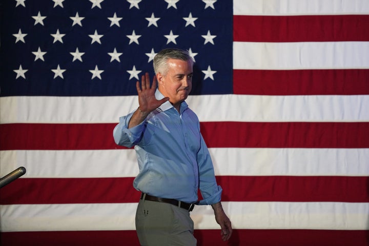 Bob Harvie, a Pennsylvania congressional candidate and Democrat, arrives to speak at Pennsylvania Gov. Josh Shapiro's election night watch party on May 19, 2026. 