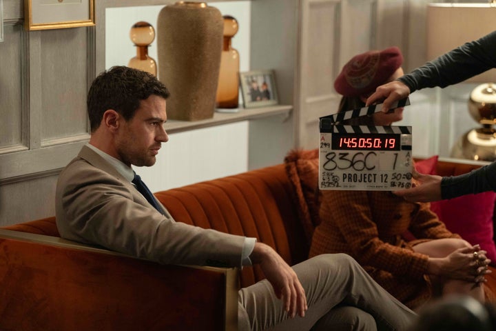 Theo James pictured on the set of The Gentlemen season two