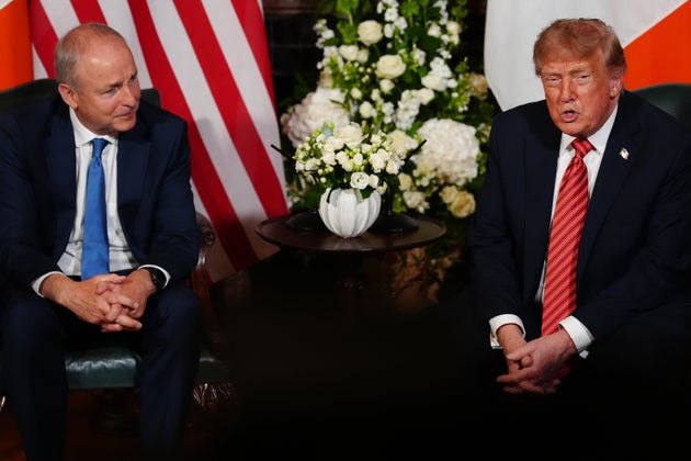 Ireland's prime minister Micheál Martin and Donald Trump at Farmleigh House in Dublin.
