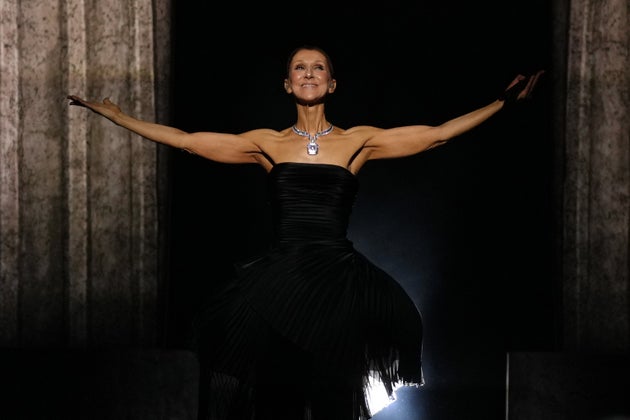 Céline Dion on stage in Paris on Saturday night