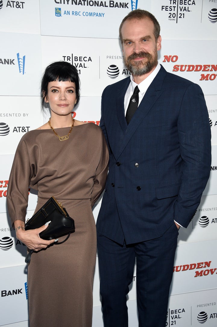 Lily Allen and David Harbour pictured together in 2021