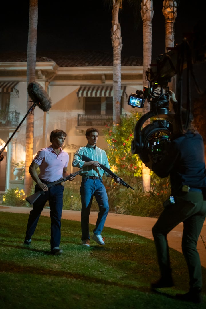 Nicholas Chavez and Cooper Koch on the set of Monster's second season