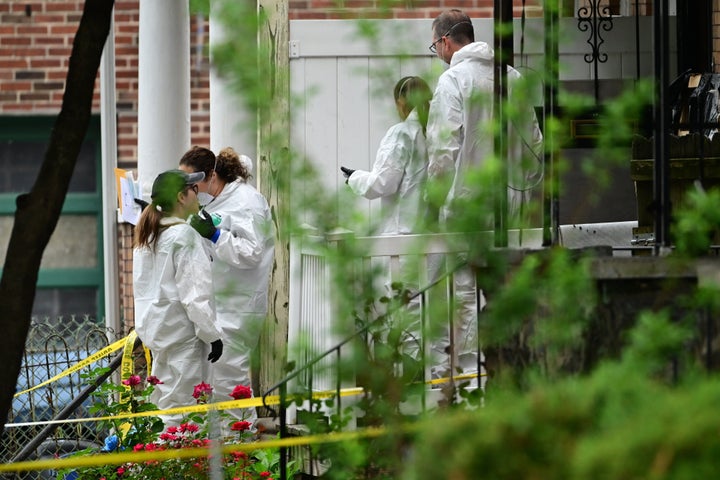 FBI agents from the Evidence Response Team and the Technical Hazards Response Unit carry out investigative operations at a residence in the Olney neighborhood of Philadelphia, Pennsylvania, on June 27, 2026.