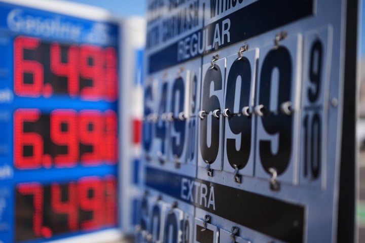 Gas prices are displayed in front of a gas station, Thursday, Sept. 10, 2026, in Carlsbad, Calif.