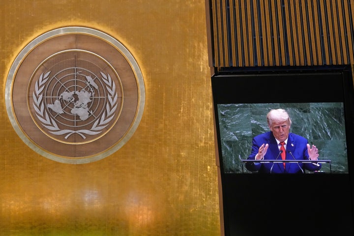 U.S. President Donald Trump addresses the 80th session of the United Nations General Assembly on Tuesday, Sept. 23, 2025.