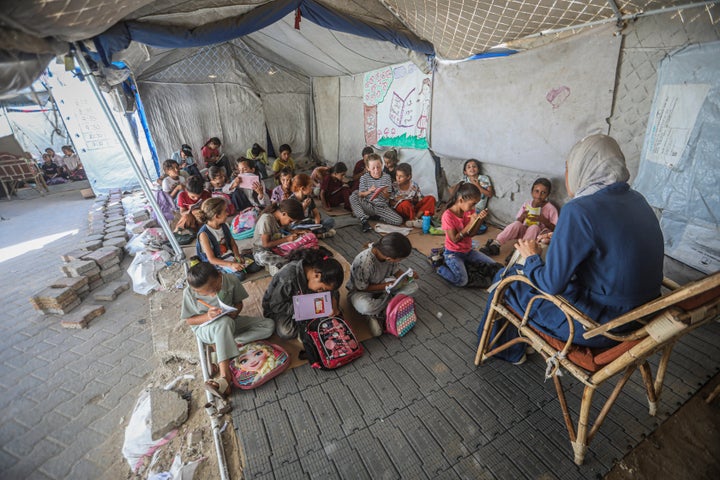 Thousands of Palestinian children in the Gaza Strip have resumed lessons in temporary classrooms as the education system continues to face widespread disruption and damage following the war.