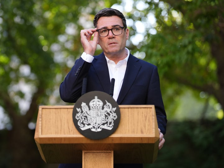Britain's Prime Minister Andy Burnham gives a speech during a reception at 10 Downing Street, London, Monday Sept. 21, 2026,