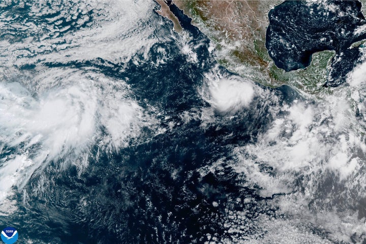 This photo provided by NOAA shows Hurricane Polo intensifying in the Pacific Ocean off the coast of Mexico on Sept. 21, 2026.