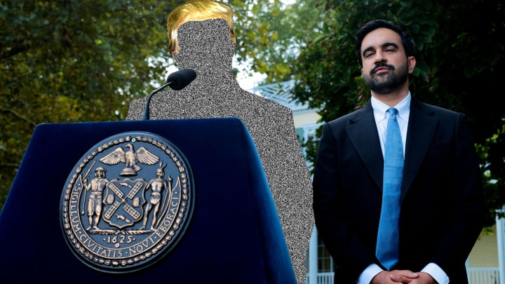 Mayor Zohran Mamdani stood soldier-like behind President Donald Trump during Monday’s press conference outside Gracie Mansion.