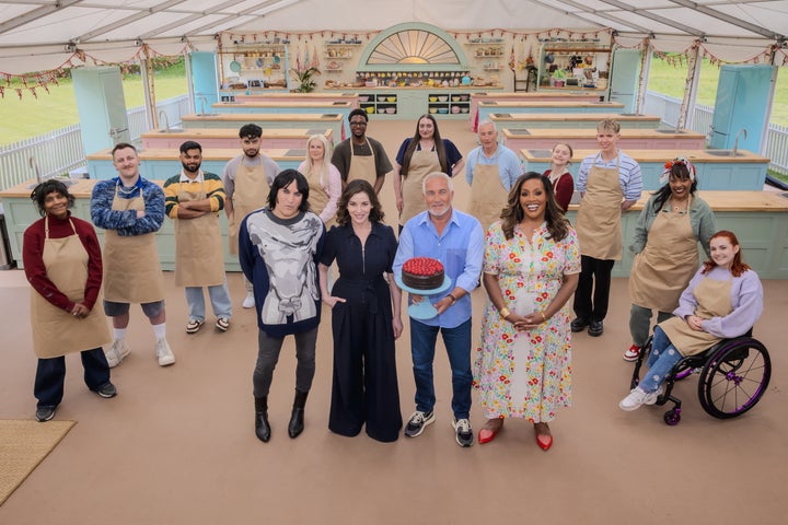 Nigella Lawson with her new co-stars on her first day in the Bake Off tent