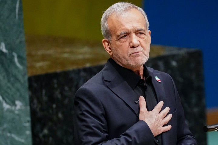 Masoud Pezeshkian, Iran's president, during the United Nations General Assembly (UNGA) in New York, US, on Wednesday, Sept. 23, 2026. (Angelina Katsanis/Bloomberg via Getty Images)