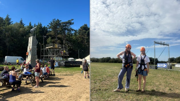 The camp has over 100 activities to choose from, including rock climbing, zip lining, and airdrop, which involves falling from a tall platform onto a big bean bag.