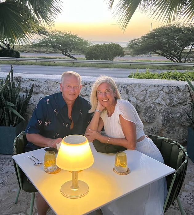 The author and her husband in Aruba in 2023